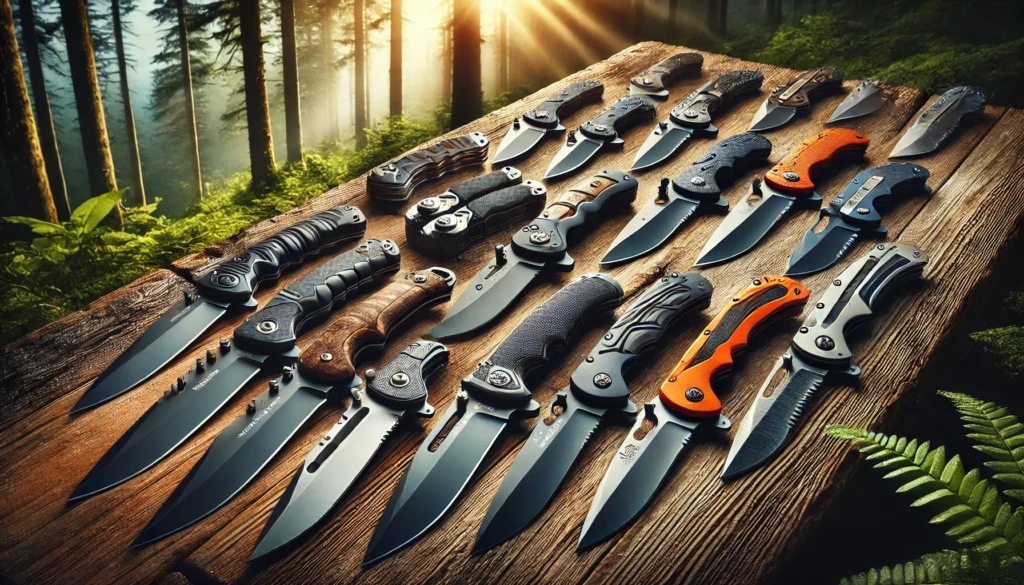 Several knives are displayed on a table in a forest setting, highlighting their designs. Which Havalon knife is best for you?