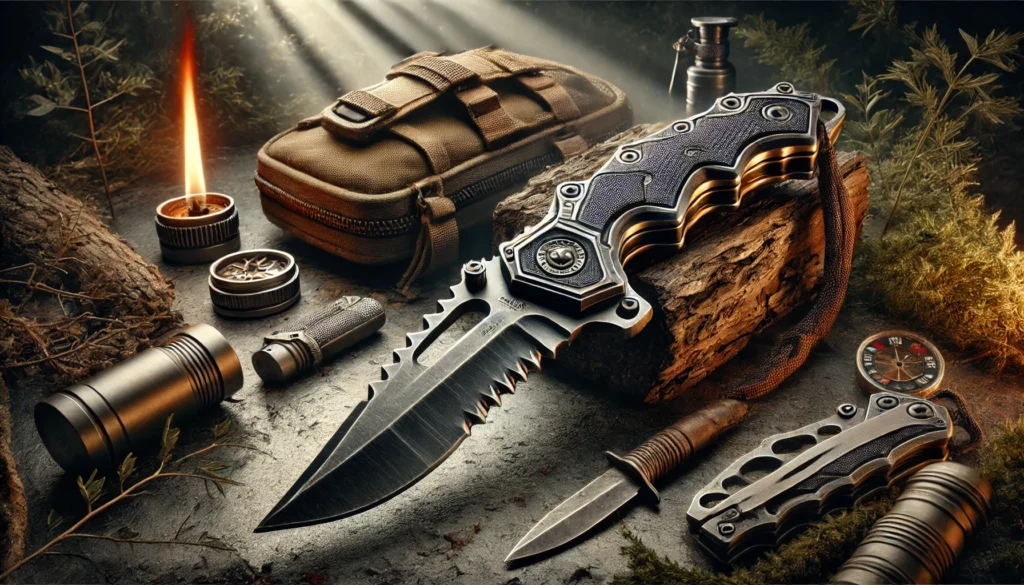 The displays a knife alongside other items, providing a clear view of what is a ZK knife.
