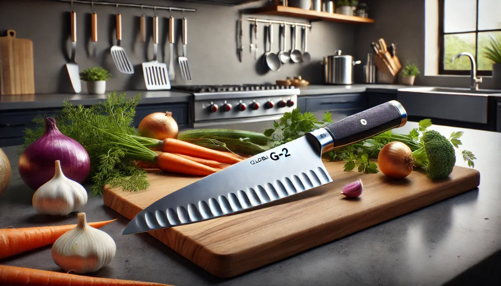 A knife placed on a cutting board with various vegetables, illustrating the culinary approach of Marco Pierre White.